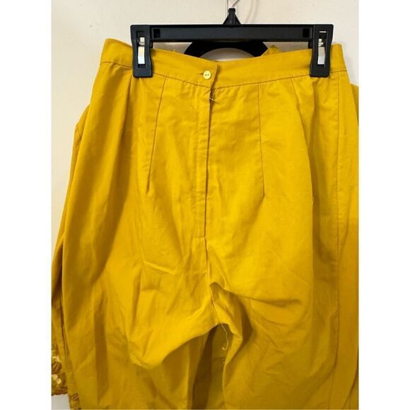 Vintage 60s Goldenrod Floral Embroidered Pants Set XS/S - Picture 8 of 9